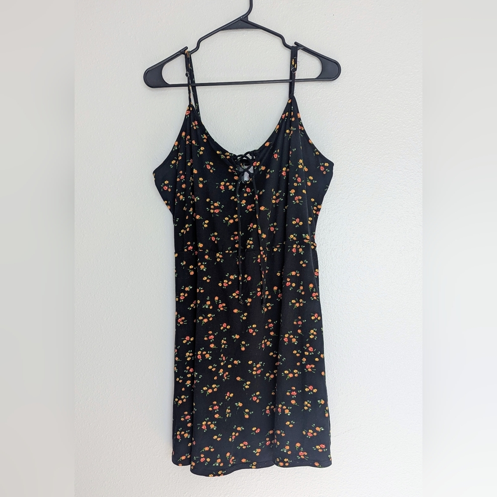 Black Summer Floral Dress W/ Adjustable Straps Junior XXXL/Women's 20 or 22